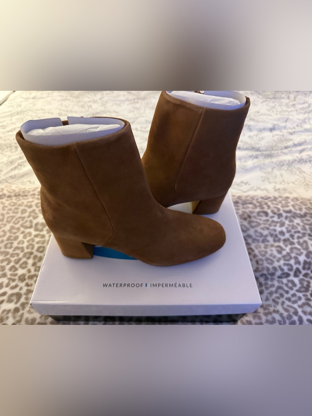 Women’s Brown Suede Waterproof Ankle Booties